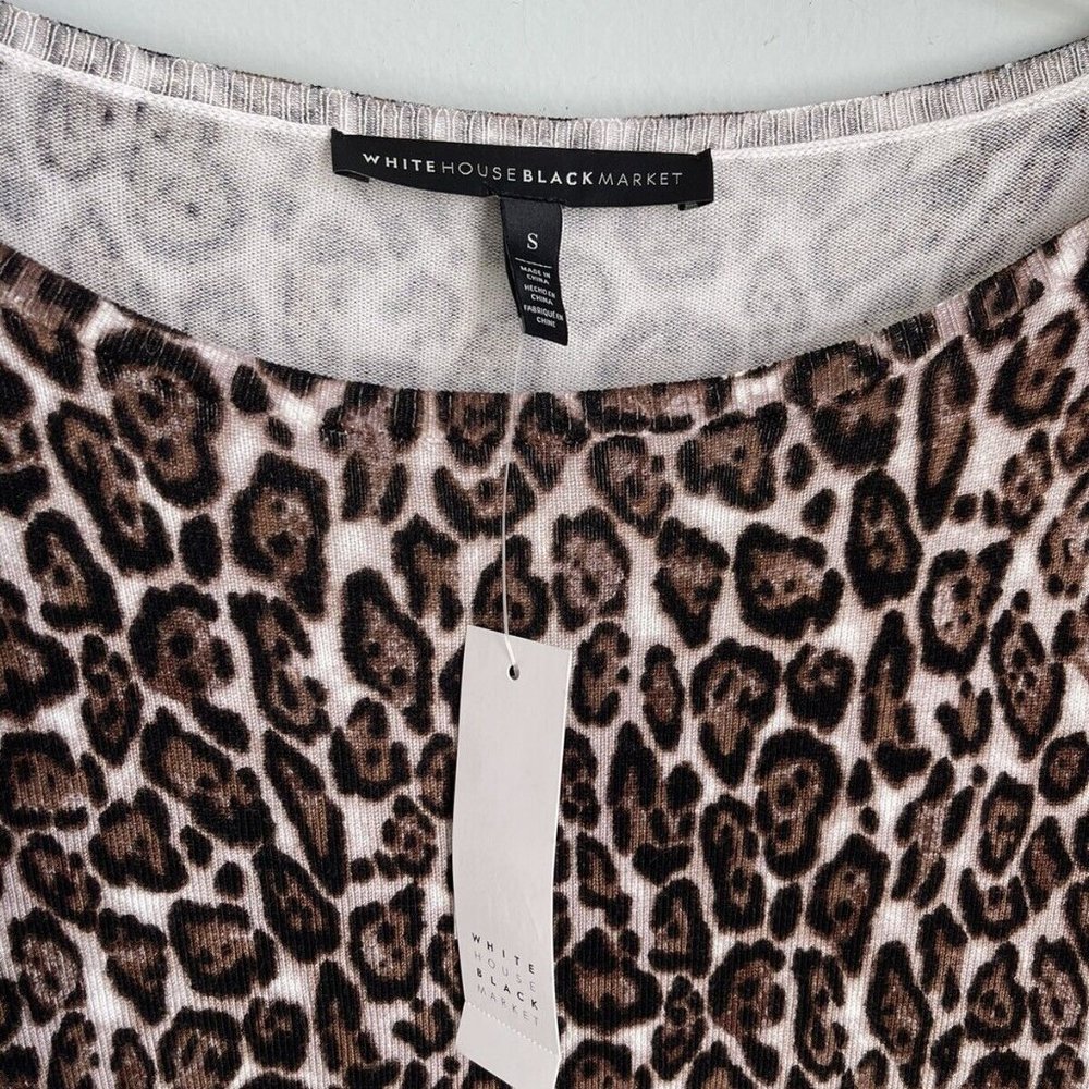 New White House Black Market Leopard Animal Print Bell Sleeve Sweater - Picture 2 of 6